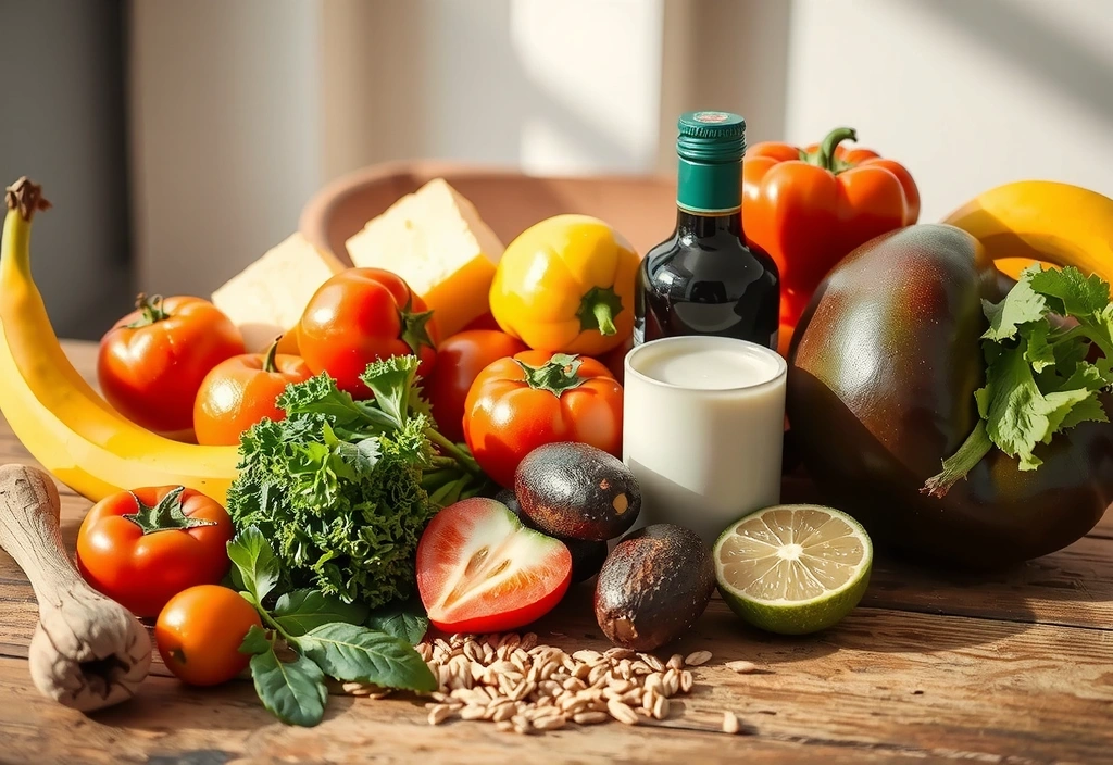 Composizione di cibo sano e fresco in stile italiano