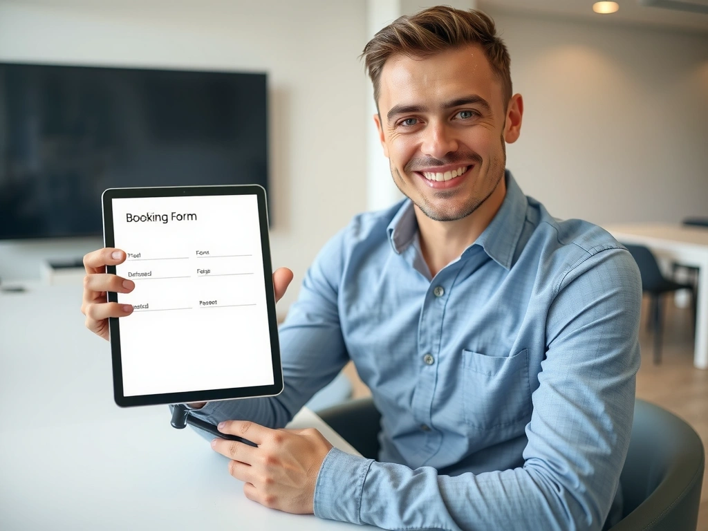 Uomo che compila un modulo online su un tablet